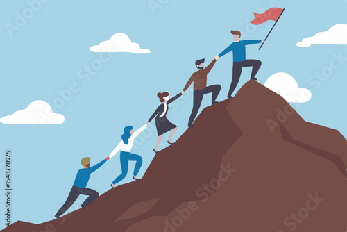 Teamwork Collaboration Climbing Mountain to Success