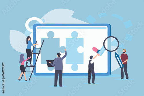 Teamwork Solving Puzzle on Digital Screen