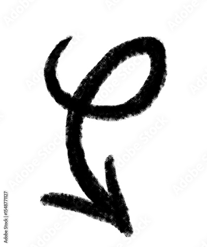 Doodle emphasis arrow vector icon. Arrow grunge art twist zigzag line, curve wave.