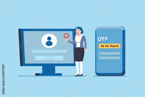Woman Using OTP for Secure Online Login