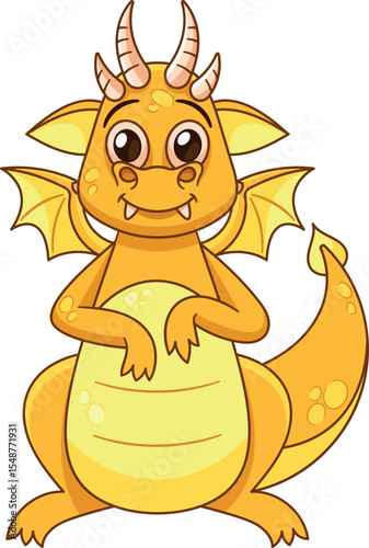Comic dragon fantasy mascot vector illustration