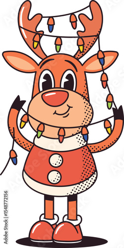 Cute deer wrapped in garland