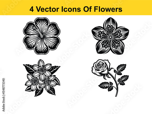 4 Vector Icons of Flowers