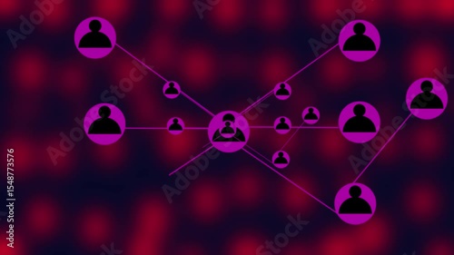 Network system, network connections with people icons and man icon animation. Animation of network connections. futuristic digital network technology concept 
