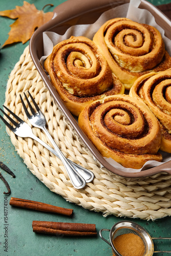 Baking dish of tasty cinnam...