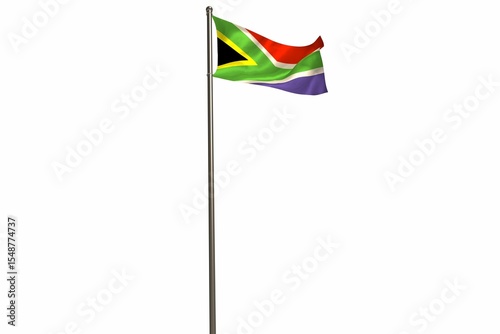 South african flag on flagpole