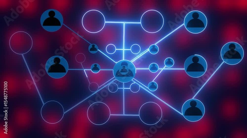 Neon networing business man icon.