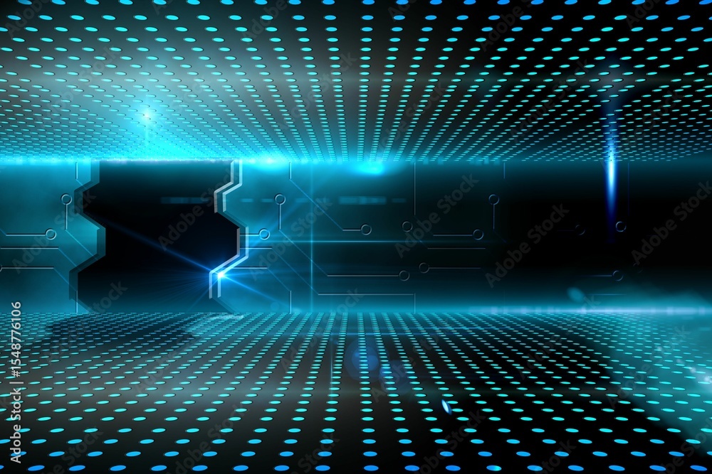 Obraz premium Doorway on technological glowing background