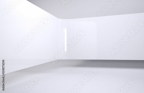 Wallpaper Mural Empty white interior is featuring surfaces, floating ceiling panel, vertical light in vector style Torontodigital.ca