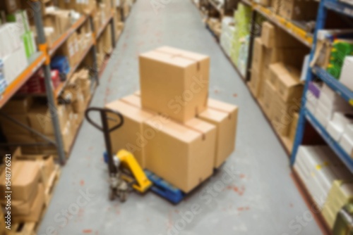 Cardboard boxes in storage room