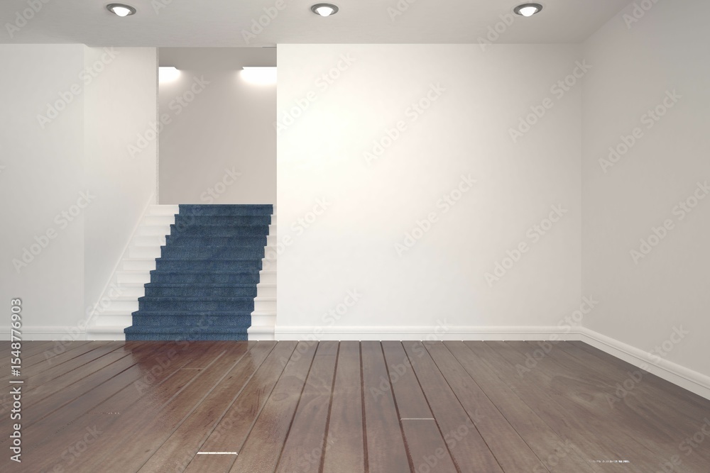 Fototapeta premium Empty white room with stairs