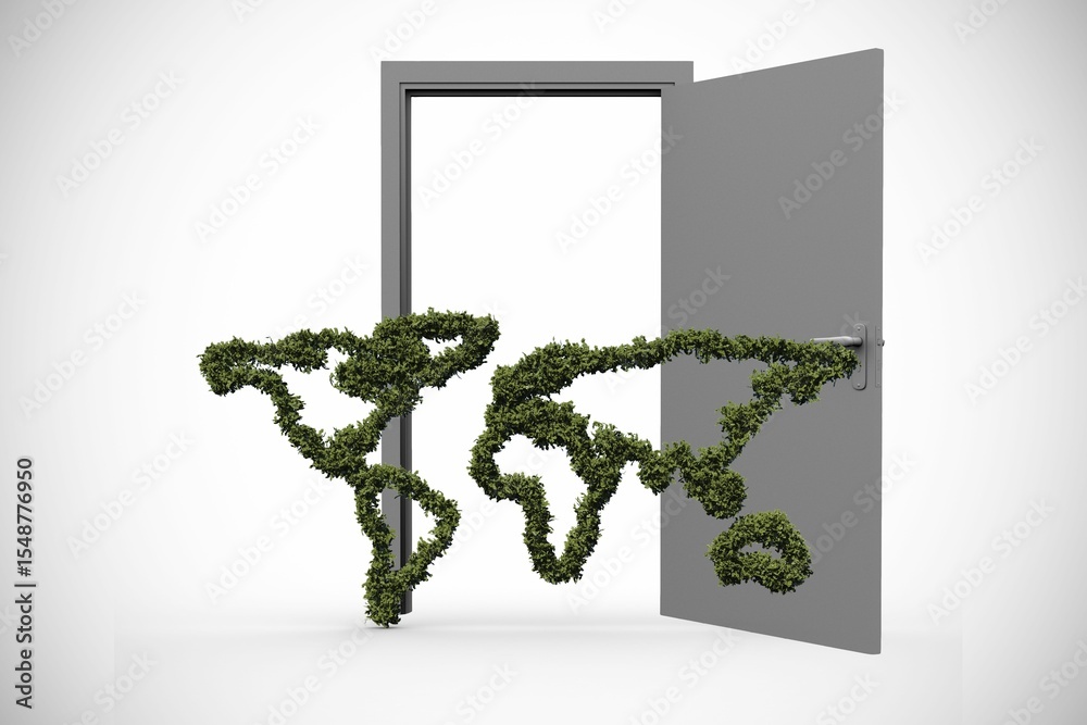 Obraz premium Topiary of world map at doorway