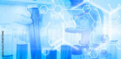 Background with Scientist working in laboratory