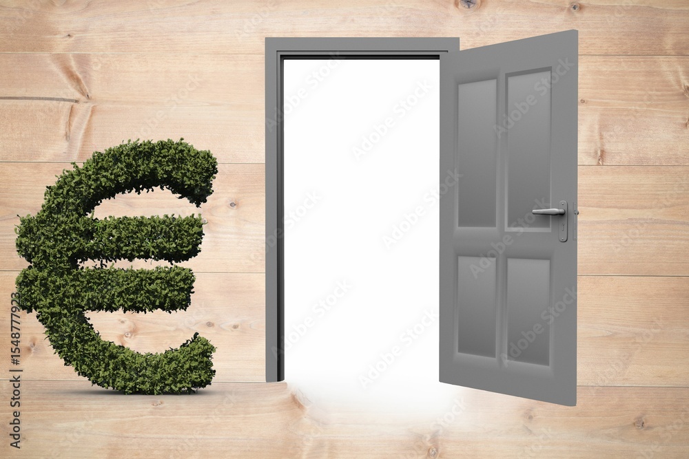 Obraz premium Topiary of euro sign by open door