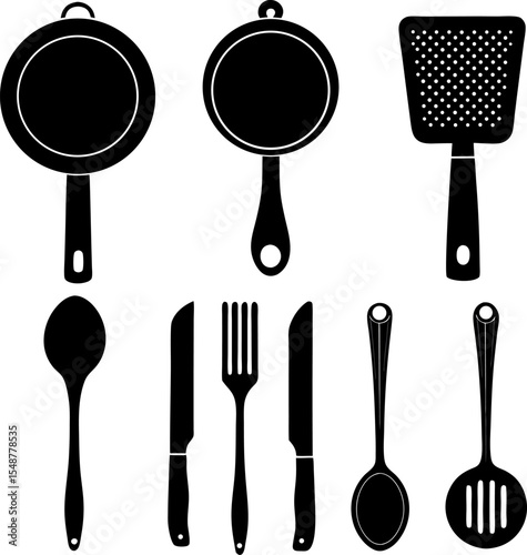 silhouettes of kitchen ware and utensils (1).eps