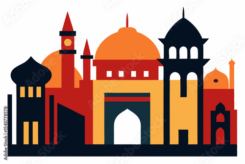 Vibrant Cityscape A Colorful Illustration of Architectural Wonders