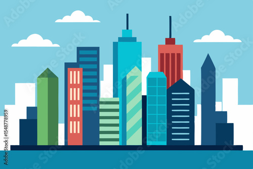 Vibrant Cityscape A Colorful Illustration of Modern Urban Architecture