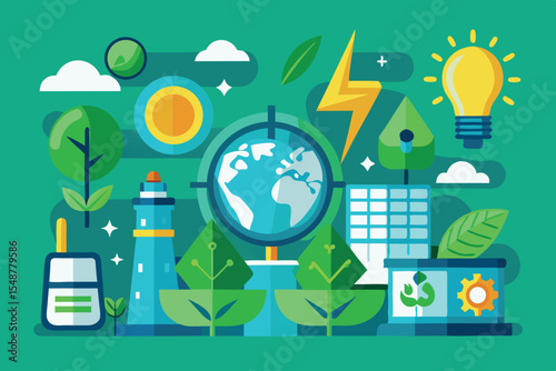 Visual representation of environmental sustainability concepts with elements of nature and energy