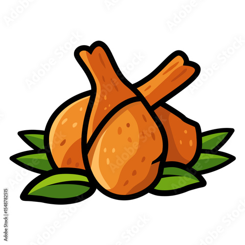Crispy Fried Chicken Drumsticks Delicious and Juicy Cartoon Illustration