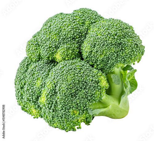 Fresh and vibrant green broccoli floret isolated on black background showcasing its texture