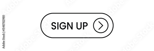 Rounded, Flat, Clean Sign Up Button Icon with Minimalist Outline – for Web UI, Form, Mobile App, Registration Screen, Account Creation, Menus and Modern Interface Design