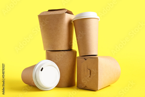 Takeaway paper cups and box...