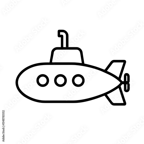 Submarine icon outline style representing underwater military vessel