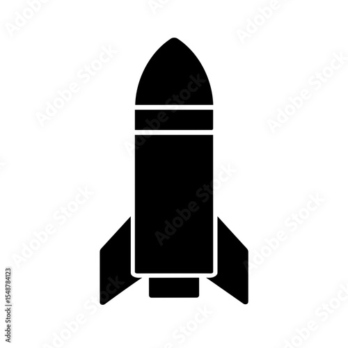 Rocket icon filled style representing missile launch weapon in military use