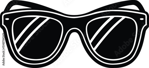 Simple black and white sunglasses icon for summer, vacation, or travel