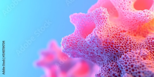 A close-up of cells or snowflakes in the background, representing the growth of cancer cells and a hyper-realistic style.