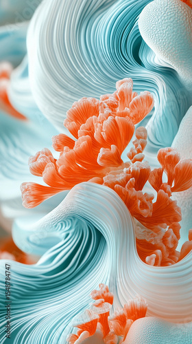 a refined abstract liquid display 3d design on vertical background