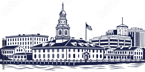 Alexandria Skyline Silhouette with Old Town, King Street, and Waterfront Views