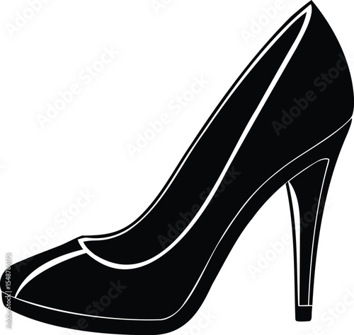 Elegant Silhouette of a High Heel Shoe on a White Background