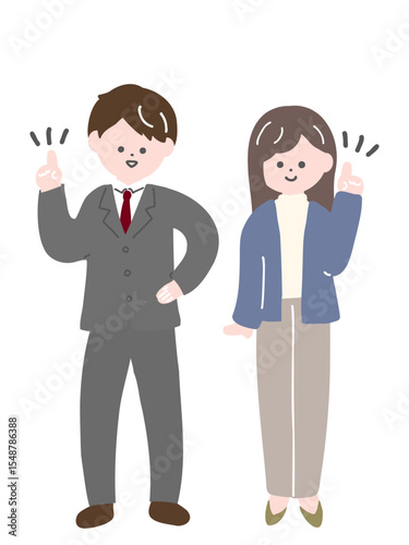 閃いたスーツの男性とジャケットの女性