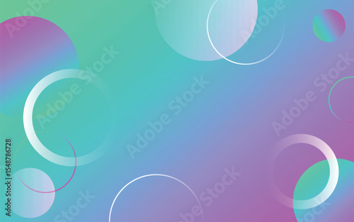Holographic Gradient Abstract Background with Transparent Circles, Soft Pastel Design for Web, UI, and Digital Presentation. Illustration vector 10 eps.