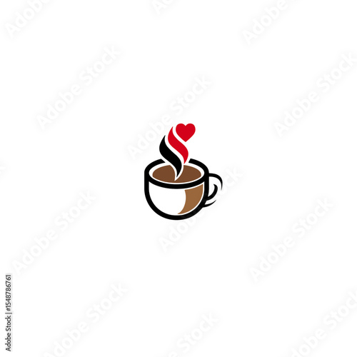 Love coffee logo icon flat vector design