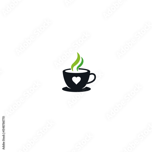 Love coffee logo icon flat vector design
