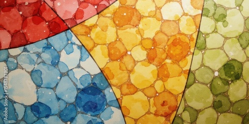 Abstract geometric pattern in vibrant watercolor mosaic texture