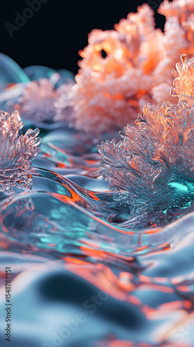 a dynamic abstract liquid display 3d design on vertical background