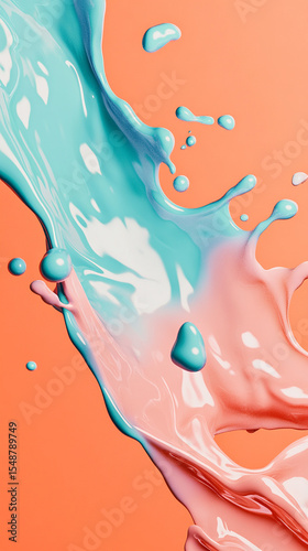 a dynamic abstract liquid display 3d design on vertical background