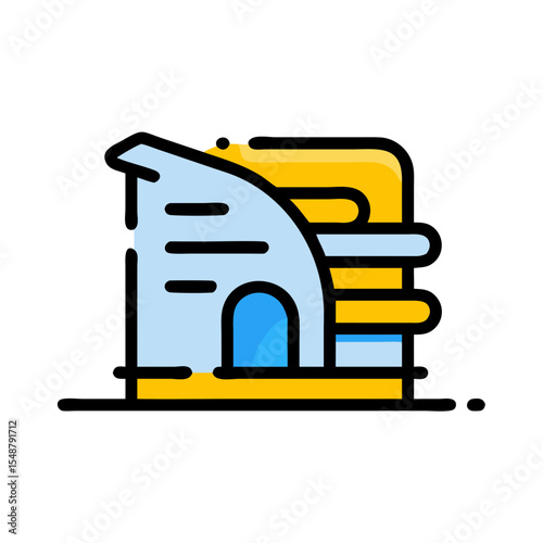 Modern architecture building icon, abstract architectural structure symbol illustration for real estate and construction vector design element