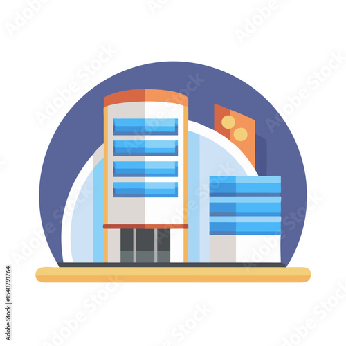 Modern architecture building icon for city and urban development vector graphic illustration