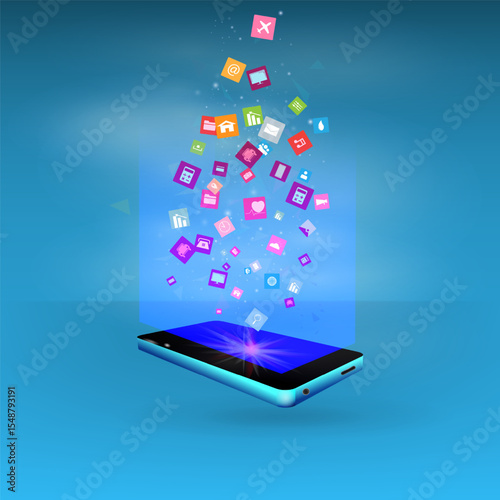 The concept of cloud technology work together with  technology to help send and receive information through maximum efficiency,Vector illustration fantastic style,Cloud technology concept