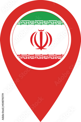 Iran Location Pin Icon with National Flag
