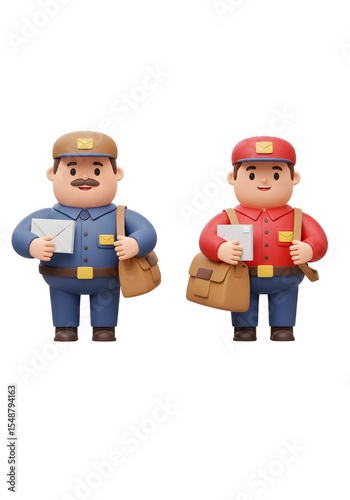 Playful 3D Mailmen: Delivering Letters with Cheerful Cartoon Character Design