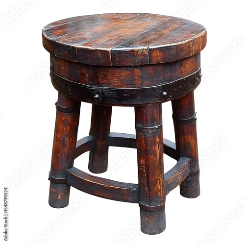 Rustic Wooden Stool: A Vintage Charm and Timeless Piece of Furniture Depiction
