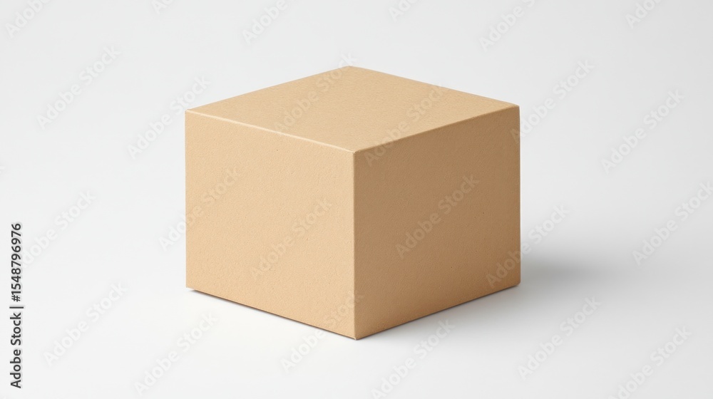 Light beige cardboard cube box mockup Light beige cardboard cube box mockup