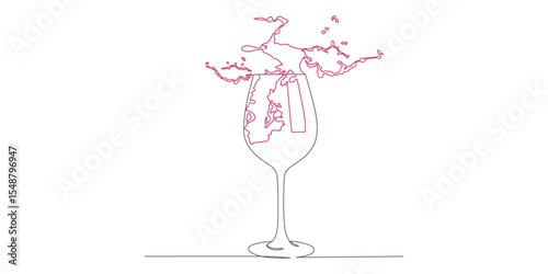 Continuous line vector design illustration of wine drink, for drinking together, cheers eps 5