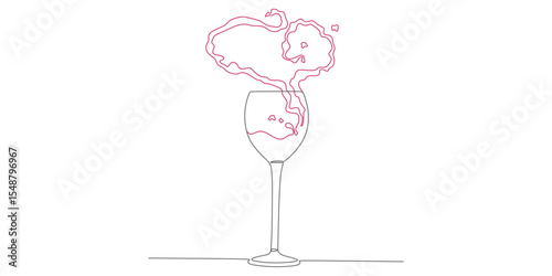 Continuous line vector design illustration of wine drink, for drinking together, cheers eps 6