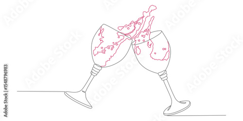 Continuous line vector design illustration of wine drink, for drinking together, cheers eps 1